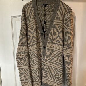Rails NWT XL Gray and Cream Geometric Cardigan Sweater
